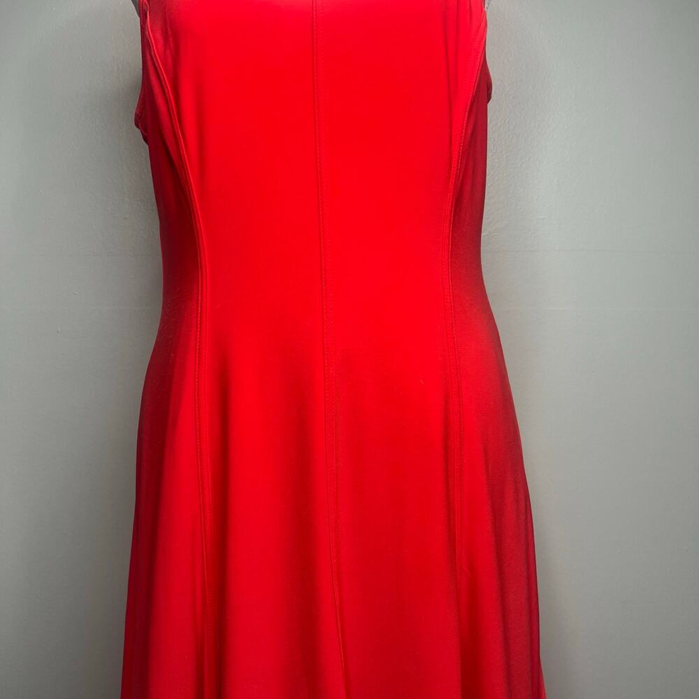 Lauren Ralph Lauren Red Ponte Fit and Flare Dress Women's 8 Stretch Sleeveless - Picture 5 of 10